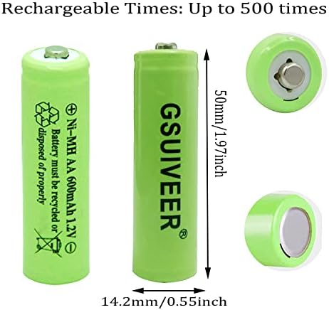 ГСУИВЕЕР 6 ааа нимх 600мах 1.2 v батерии За Полнење За Надворешни Соларни Светла Градинарска Светилка Комбо Пакет