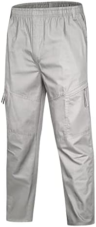 Карго панталони за мажи стилска цврста боја еластична половината лето лето за дишење памук удобни патенти џебови обични панталони