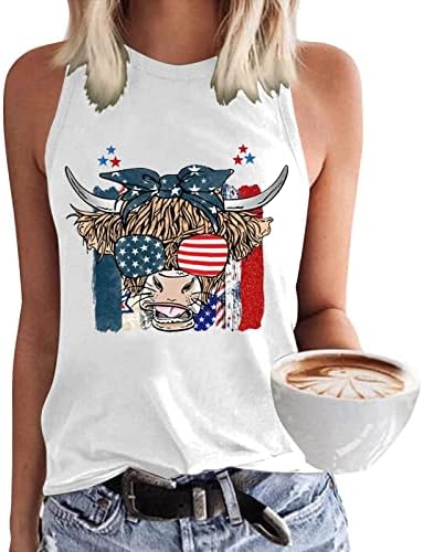 4 -ти јули кошули резервоар за врвови за жени во САД знамето лето случајна маичка без ракави starsвезди шарени патриотски резервоар