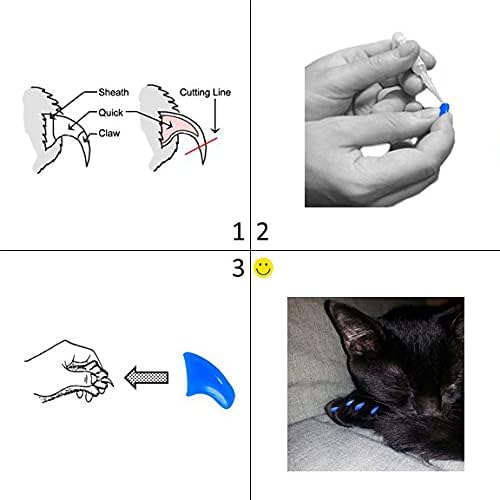 Пурди Шепи 3 Месечно Снабдување Меки Капачиња За Нокти За Мачки Сребрен Сјај Маче-Дополнителни Лепила