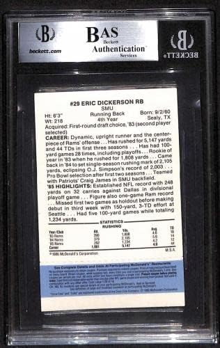 29 Footк Дикерсон - 1986 Мекдоналдс Рамс Блу Таб Фудбалски Картички Оценет Бгс Авто-Автограм Фудбалски Топки