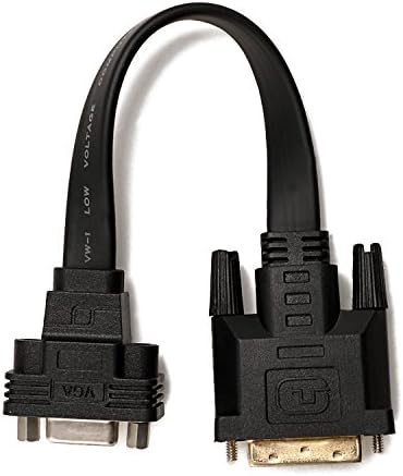 CableConn Активна DVI-D двојна врска 24+1 машко до VGA женско видео со рамен конвертор на адаптер за кабел
