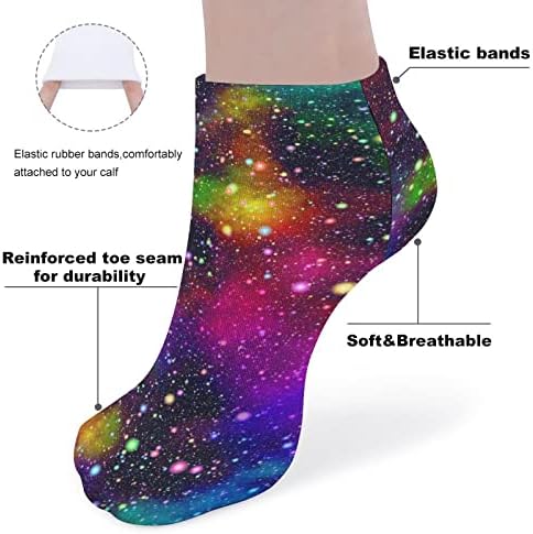 Светла разнобојна универзум Смешно трчање чорапи за глуждот атлетски не-шоу чорапи, амортизирани за мажи жени