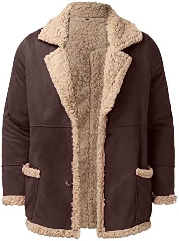Менс долга лабава крзно јака велур јакна Шерпа, наредена палто за робе, топол воен товар камионџии, авијаторска јакна лапел лапел