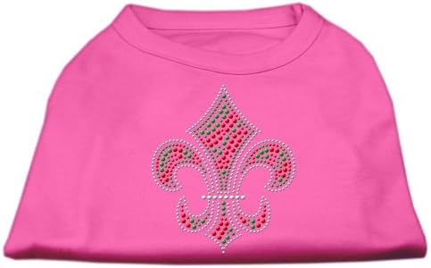 Производи за миленичиња Мираж 18-инчен празничен флур де лис ринестон печатен кошула за домашни миленици, XX-голем, светло розова