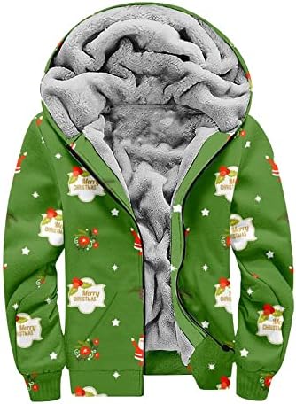 Преголема јакна, грда Божиќ, печатена згусна шерпа, обложена фланелна ватирана топла палта надворешна облека со аспиратор, голем и