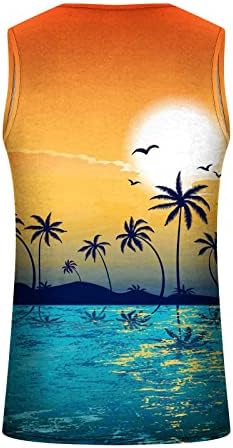 Хавајски Резервоар За Мажи Плажа ТРОПСКИ Палми 3Д Дигитално Печатени Графички Маици Екипажот Кул Ракави Кошула Блузи