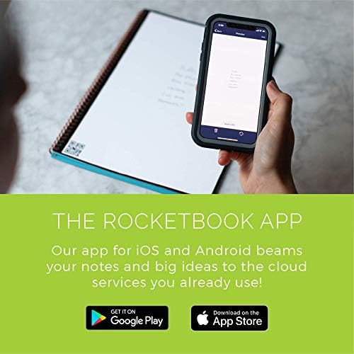 Rocketbook Паметен тетратка за еднократно користење, големина на буква со фузија Спирална тетратка и планер, јоргован јоргован,