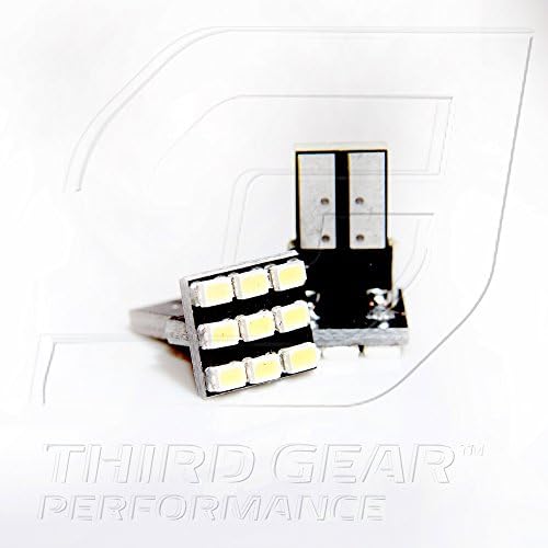 TGP T10 White 9 LED SMD регистарски таблички со клинови сијалички пар 2009-2013 компатибилен со Dodge Prail