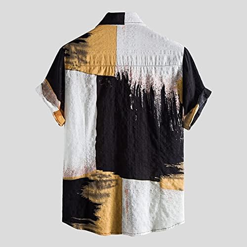 XXBR Менс Хавајски кошули Обични копче со краток ракав со кратки ракави Летни кошули со џеб