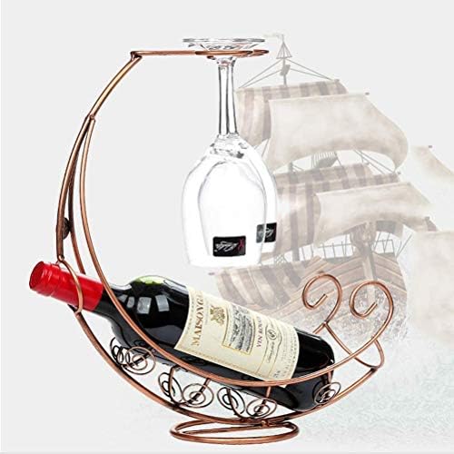 Стилски таблета за едноставност, слободно метално шише со вино и стакло, држач за стакло, штанд за приказ на решетката за вино