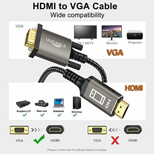 XiAyriky HDMI ДО VGA Кабел 6 Нозе, HDMI До VGA Адаптер Кабел Машки На Машки 1080p Видео За Компјутер, Десктоп, Лаптоп, КОМПЈУТЕР, Монитор,