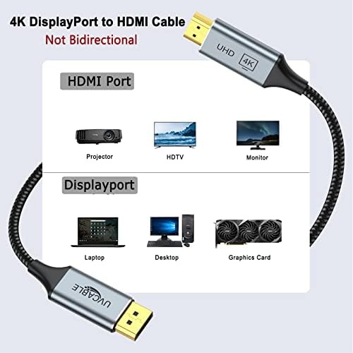4k DisplayPort НА HDMI Кабел 6 Нозе, 10-Пакет DP Дисплеј Порта НА HDMI Кабел Адаптер Машки На Машки За Компјутер, Лаптоп, Монитор,