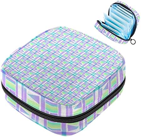 Виолетова зелена карирана санитарна торба за складирање на салфетка, торба за менструален период за тинејџери, доилки на подлога за доење,