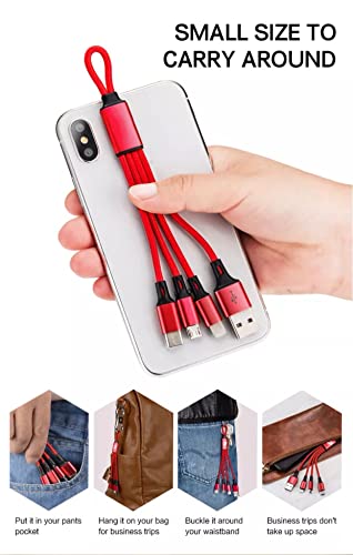 Полнач за нараквици компатибилен со iPhone & iPad и 3-во-1 мулти-телефонски кабел за кратки кабли за полнење со USB Type C, Micro