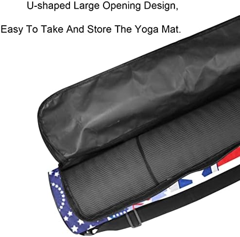 Американско знаме Canis latrans јога мат торби со јога со целосна зип торба за жени мажи, вежбање јога мат носач со прилагодлива