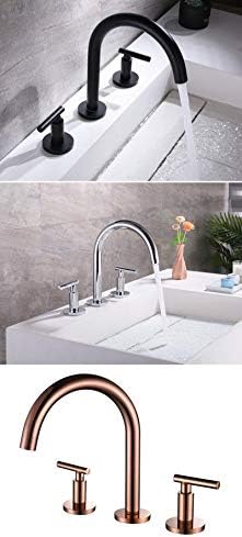 Бања бања тапа за бања, поставена широко распространета двојна држач, три дупка топла ладна вода миксер црна/хром/розова златна чешма
