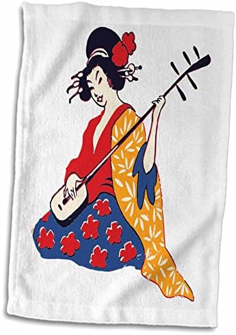 3drose Флорен Азиски - Дигитален цртеж на гејша жена што игра инструмент - крпи