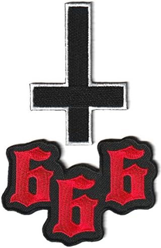 Многу 2 сатанични превртени наопаку на крстот 666 Марк на astверот демонски везени апликации за закрпи на железо