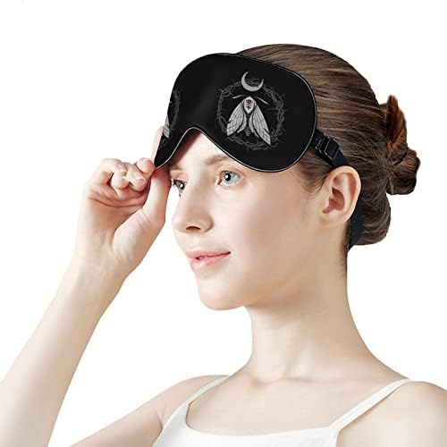 Готска молец окултна маска за очи за очи Спиење со слепило со прилагодливи блокови од ленти, светло ноќна слепа за патување за