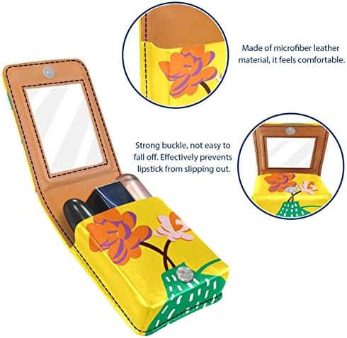 Кармин за шминка ОРИУКАН торба ЗА кармин со огледало пренослив торбичка за складирање кармин организатор за складирање сјај за усни, Цртана