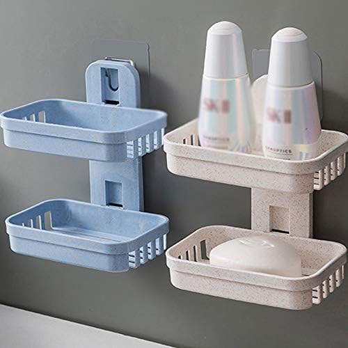 Wxxgy бања вшмукување чаши садови пластични држачи за wallидови монтирани со двојна палуба креативно двојно складирање двојни лавици/Д