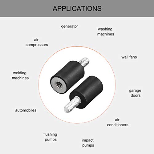 uxcell M4 Thread Mangeенски гума од гума монтира вибрации изолатори амортизери 10мм x 15 mm црни 8 парчиња