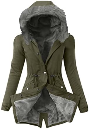 Женски зимски топли палта дебели качулки со кампена обвивка плишани паркички јакни топла долга пуферка надолу по долги ракави за надворешна