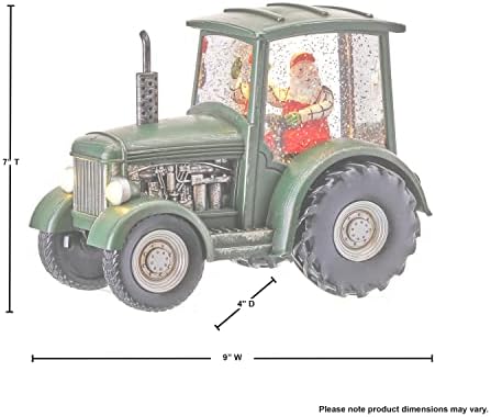 Регент трактор снежен глобус со Дедо Мраз го осветли сјајниот воден свет со зелена фарма трактор