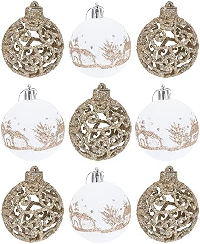 Божиќни украси на Галпада 9 парчиња креативни елки за елки за елки, сјајни приврзоци за топка за новогодишни елки
