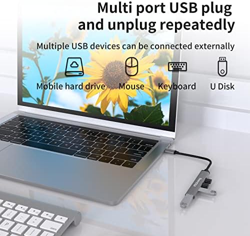 Mwzing USB C 4-во-1 адаптер ултра-тенок dongle за лаптоп, компјутер, Mac, мобилен телефон