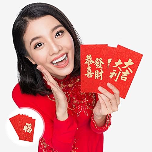 Кинеска Нова Година Црвени Пликови: Хороскопски Тигар Нова Година Среќни Пари Пакети 30 парчиња Лаи Види Тигар Хонг Бао Црвени Пари Плик Честитка
