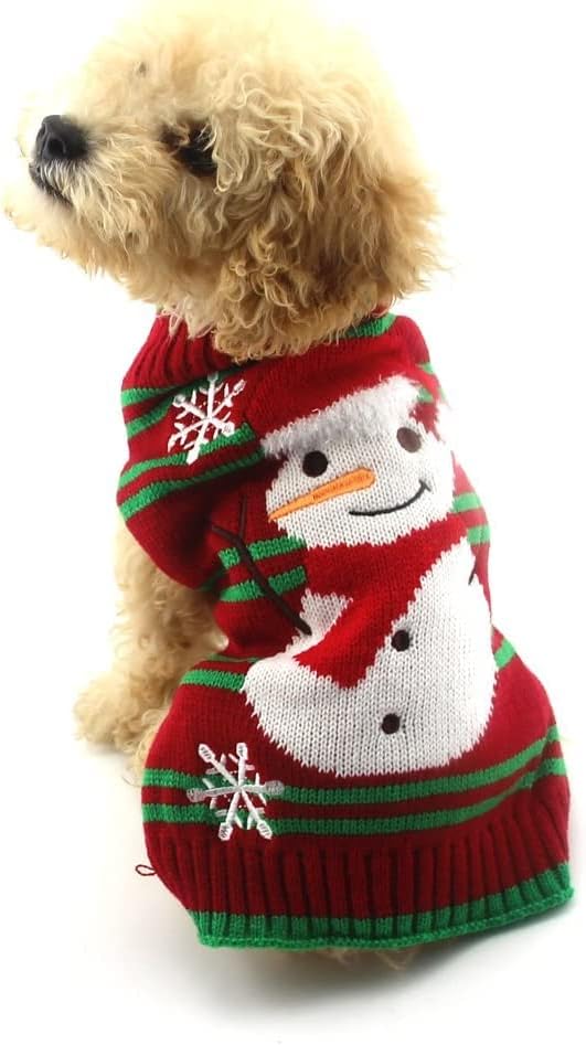 Hotешка облека за кучиња снежни џемпери снежни џемпери Божиќни кучиња празнични џемпери Нова Година Божиќ џемпер ПЕТ плетена облека