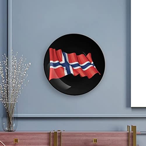 Норвешка знаме Декоративна чинија тркалезна керамичка чинија коска Кина плоча со приказ за свадбениот декор на забавата