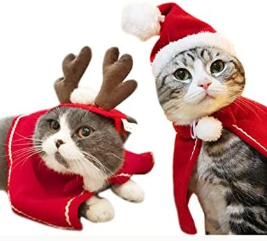 Божиќна мачка плишана санта капа наметка за шамија куче миленичиња костум костум xmas маче кученце црвено капачиња јака мантео кадифена облека