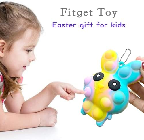 4 Пакувајте ги играчките поп -фитгет како велигденски украси, велигденски зајаче, ситнички меур сензорни играчки Велигденски декор,
