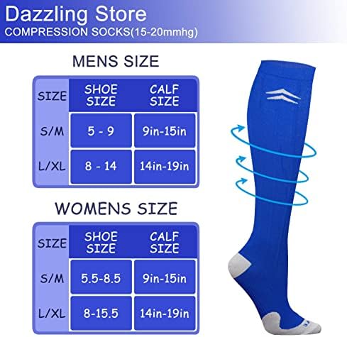 Компресија Чорапи 15-20 mmHg Е Најдобар Атлетски За Мажи &засилувач; Жените Трчање Лет Патување Медицински Сестри Бремена