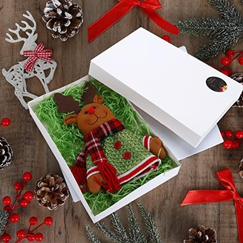 Angelmia 24 парчиња издвоени божиќни кошула кутија за подароци, 4 големини бела кутија со 24 парчиња ознака за подароци собрани кошула