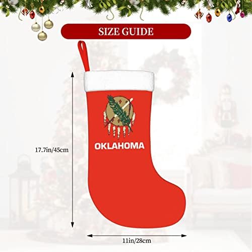 QG ZZX Оклахома знаме Божиќно порибување Божиќни чорапи камин виси чорап 18 инчи за одмор