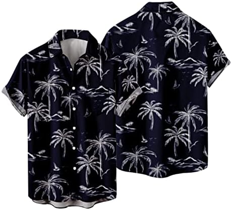 Xiloccer mens Основни маички Проверете ги кошулите тропски кошули за мажи со мекобол кошули со преголема копче за печатење кошула