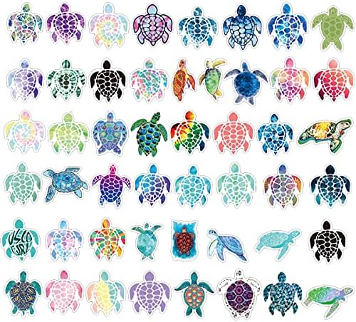Налепници за декорирање на морска желка од 50 пакети, модна винил кул декларација за деца тинејџери, украс за водоотпорна налепница