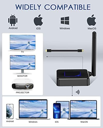 Адаптер за безжичен дисплеј, адаптер за приказ на HDMI/ТВ, без поставување или апликација, поддржува Miracast, AirPlay, DLNA, за iPhone iOS, Android,