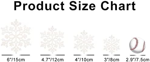 Бела сјај Снегулка Зимски пластични украси од снегулка 4.7 ''/30 КТ Божиќ висечки украси со сребро јаже за свадба роденден Дома Божиќно