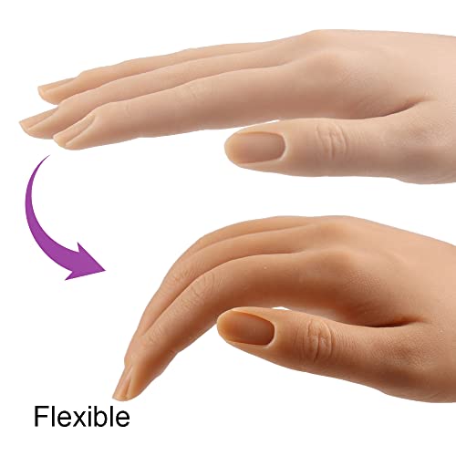 Вежбајте рака за акрилни нокти 6 бои силиконски женски манекен со големина на живот со вметната нокти за почетници на уметност за нокти/уметници