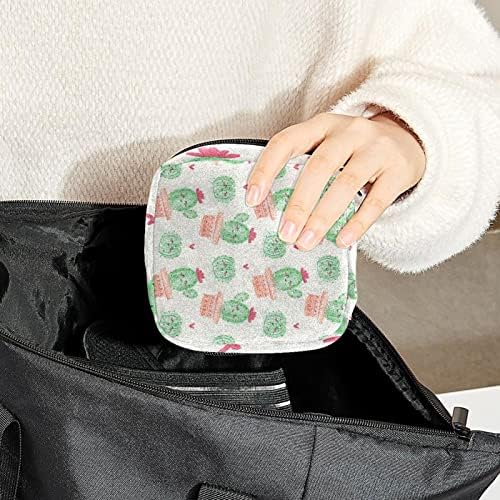 Симпатична акварел кактус санитарна торба за складирање на салфетки, патент менструална чаша торбичка женствена менструација првиот