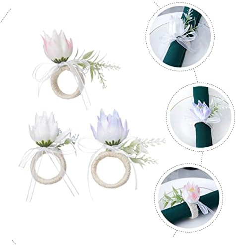 Besportble 3 парчиња лалиња од салфетка прстени за природен декор вештачки цветни салфетки прстени за салфетка за салфетка декорација