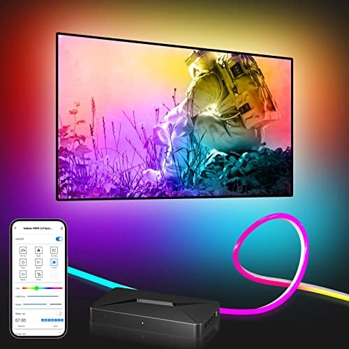 Aubess LED Тв Осветлувања СО HDMI 2.0 Синхронизација Кутија, WIFI Потопување ТВ LED Осветлувања Кои Се Компатибилни Со Alexa &засилувач;