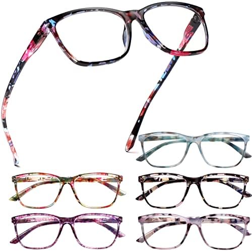 Henotin 6 Пакет Дами Очила За Читање Сина Светлина Блокирање Пролет Шарка Читателите Анти Очила Компјутер Очила
