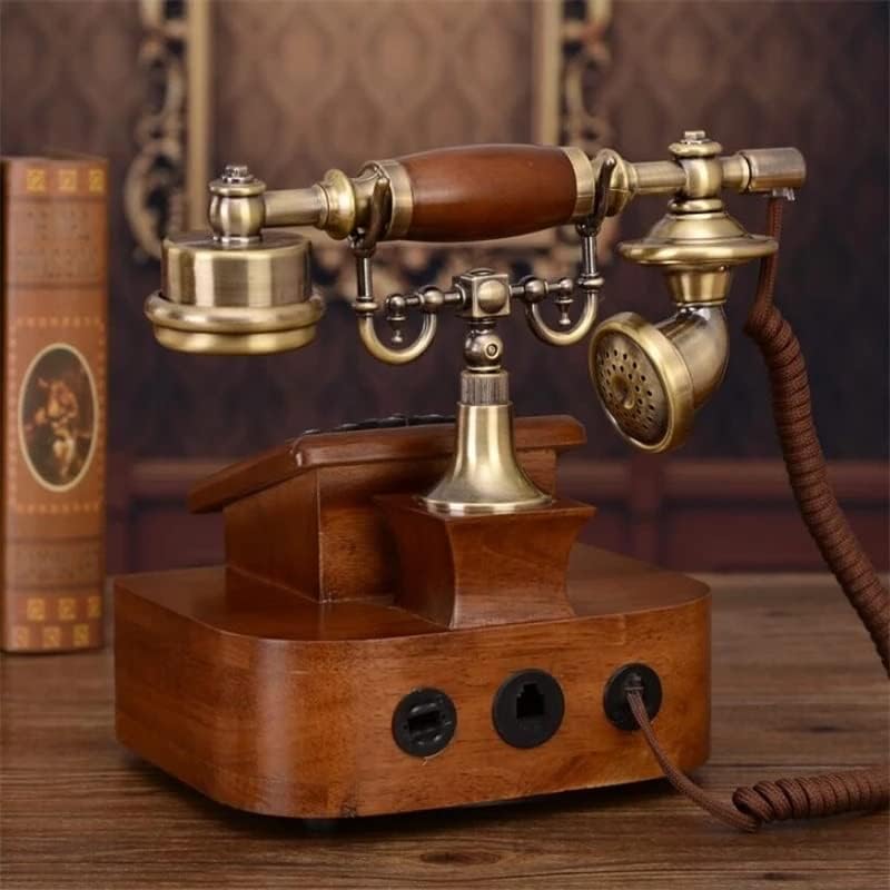 ДХТДВД Антички европски ретро фиксни телефонски телефон со фиксна функција за време на часовникот за повик
