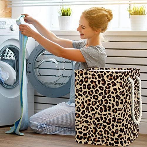 Корпа За перење Леопард Дизајн На Шема Облека Што Може Да Се Преклопи Со Голем Капацитет Со Рачки Корпа За Складирање За Ќебиња Играчки